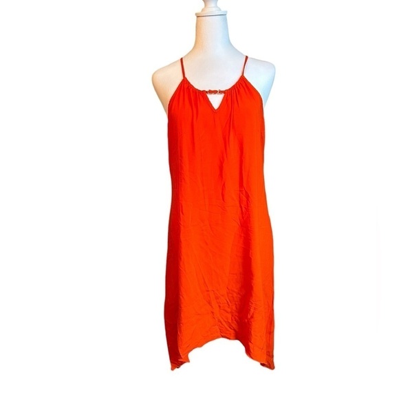 New York & Company Orange Halter Midi Dress Size M - Picture 1 of 17